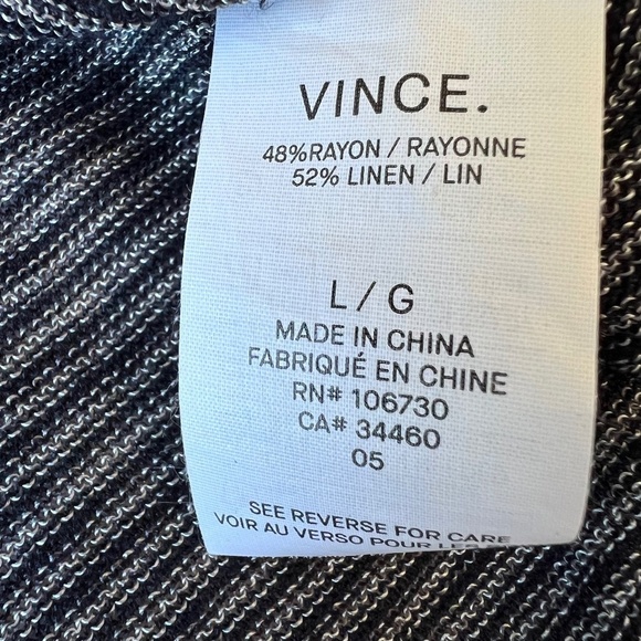 Vince linen blend lightweight long sleeve striped knit sweater - Picture 9 of 10